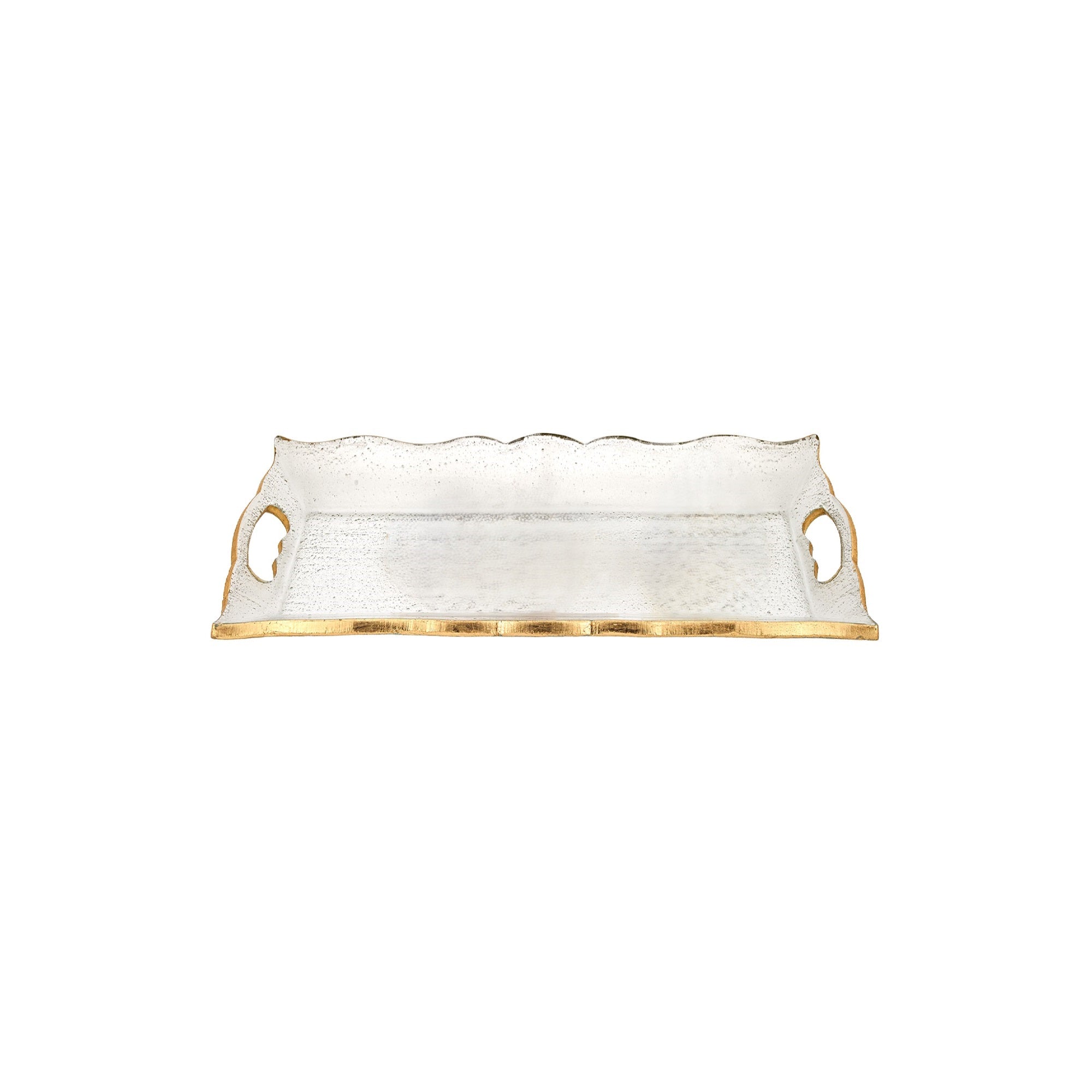 11" Gold Glass Indoor Outdoor Tray With Handles - Homeroots - Flyclothing LLC