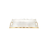 11" Gold Glass Indoor Outdoor Tray With Handles - Homeroots