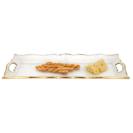20" Gold Glass Indoor Outdoor Tray With Handles - Homeroots