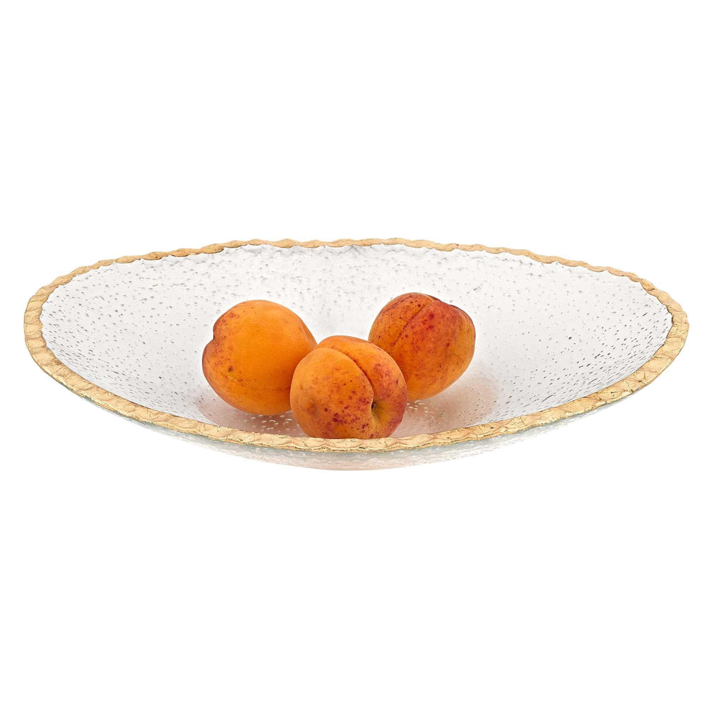 8 Hand Decorated Oval Edge Gold Leaf Serving Bowl - Homeroots