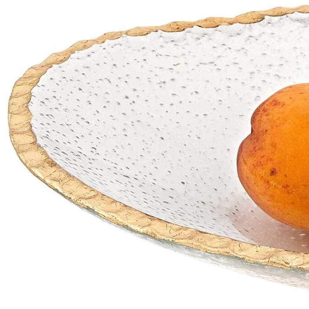 8 Hand Decorated Oval Edge Gold Leaf Serving Bowl - Homeroots - Flyclothing LLC