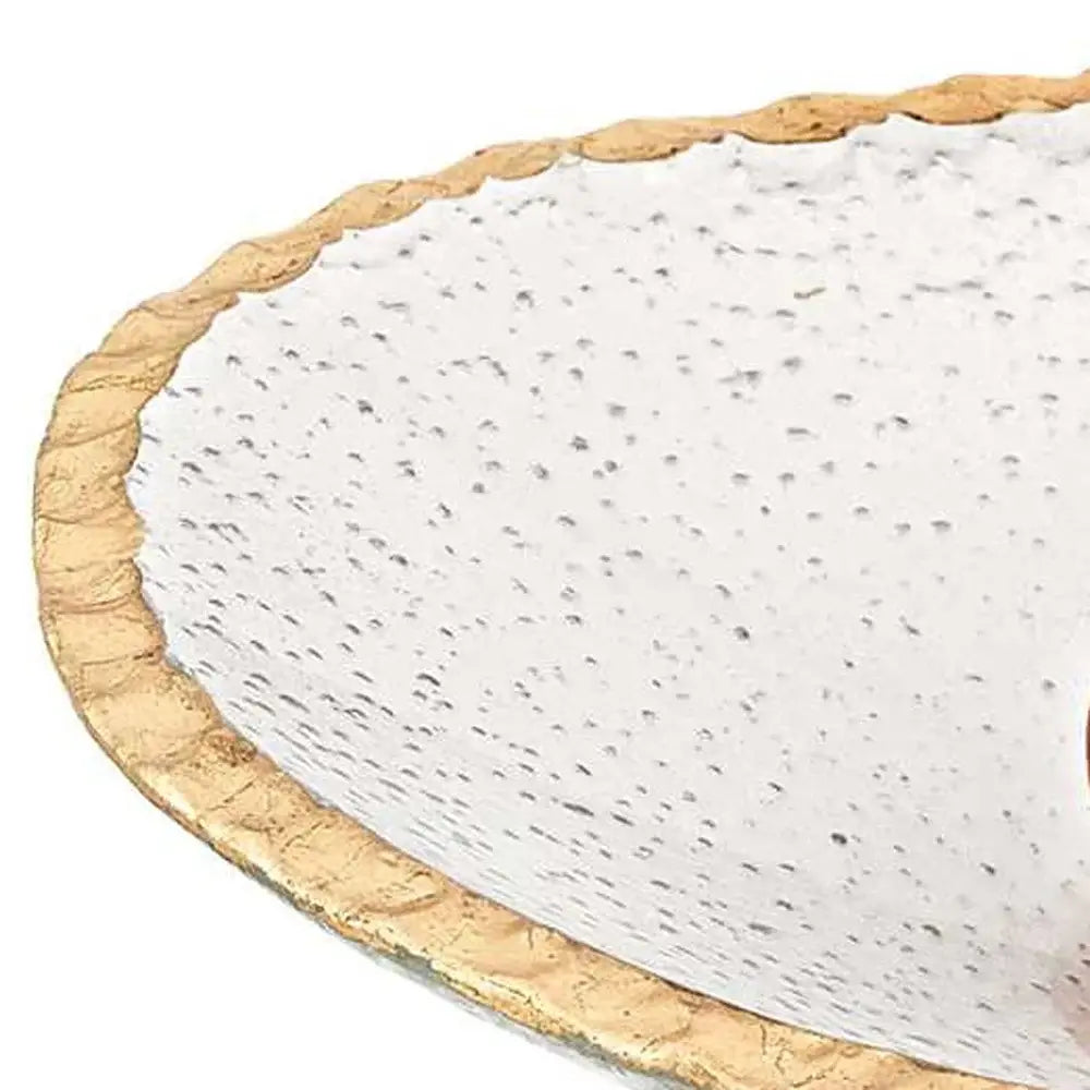8 Hand Decorated Oval Edge Gold Leaf Serving Bowl - Homeroots - Flyclothing LLC