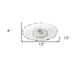 13" Clear and Silver Round Glass Hand Finished Lazy Susan - Homeroots - Flyclothing LLC
