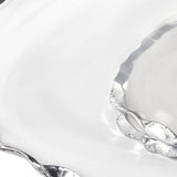 13" Clear and Silver Round Glass Hand Finished Lazy Susan - Homeroots
