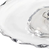 13" Clear and Silver Round Glass Hand Finished Lazy Susan - Homeroots