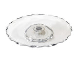 13" Clear and Silver Round Glass Hand Finished Lazy Susan - Homeroots