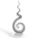 20" Clear and Brown Murano Glass Modern Abstract Tabletop Sculpture - Homeroots - Flyclothing LLC