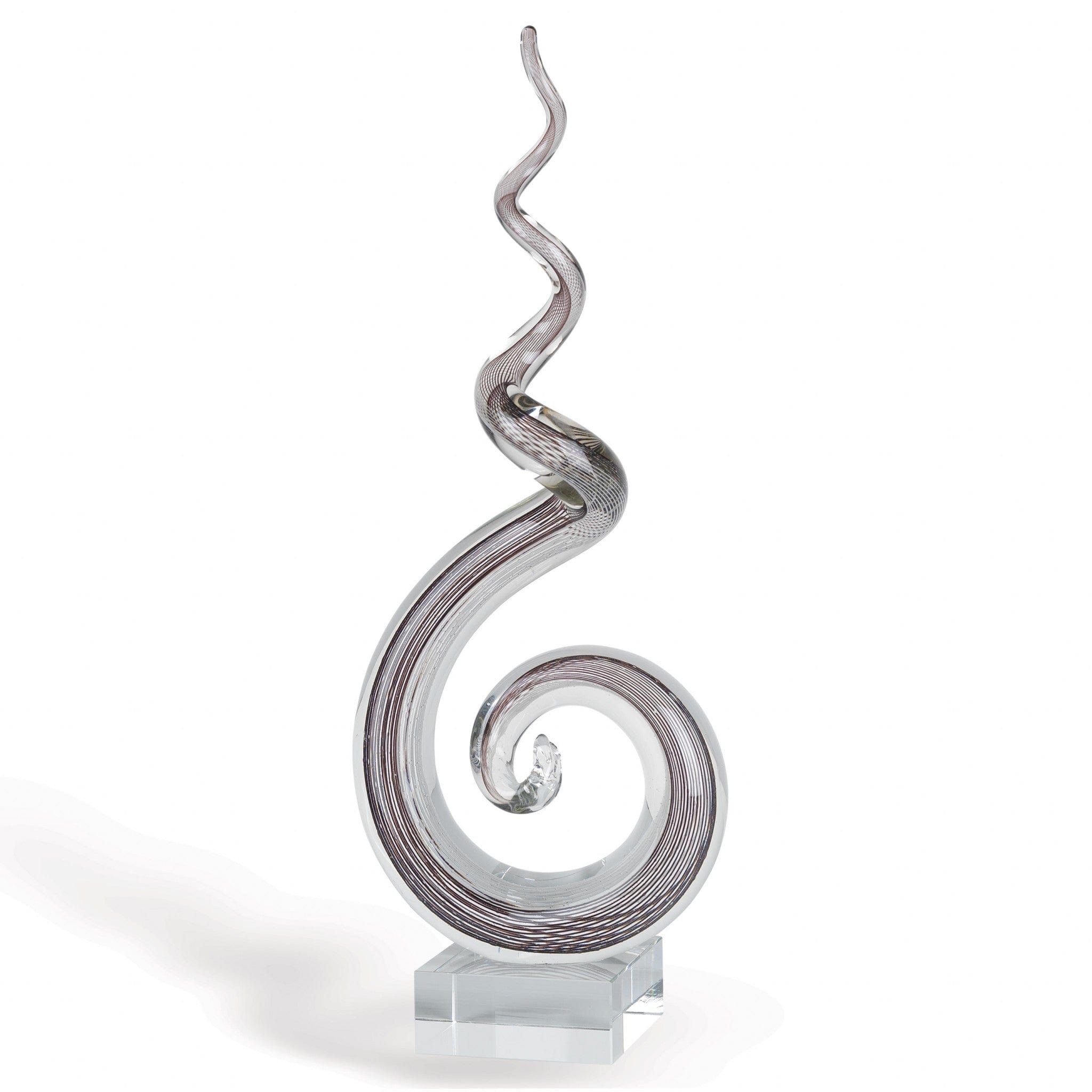 20" Clear and Brown Murano Glass Modern Abstract Tabletop Sculpture - Homeroots - Flyclothing LLC