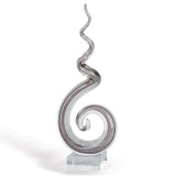 20" Clear and Brown Murano Glass Modern Abstract Tabletop Sculpture - Homeroots