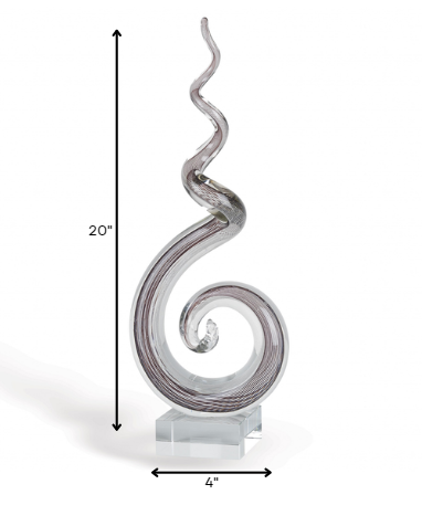 20" Clear and Brown Murano Glass Modern Abstract Tabletop Sculpture - Homeroots