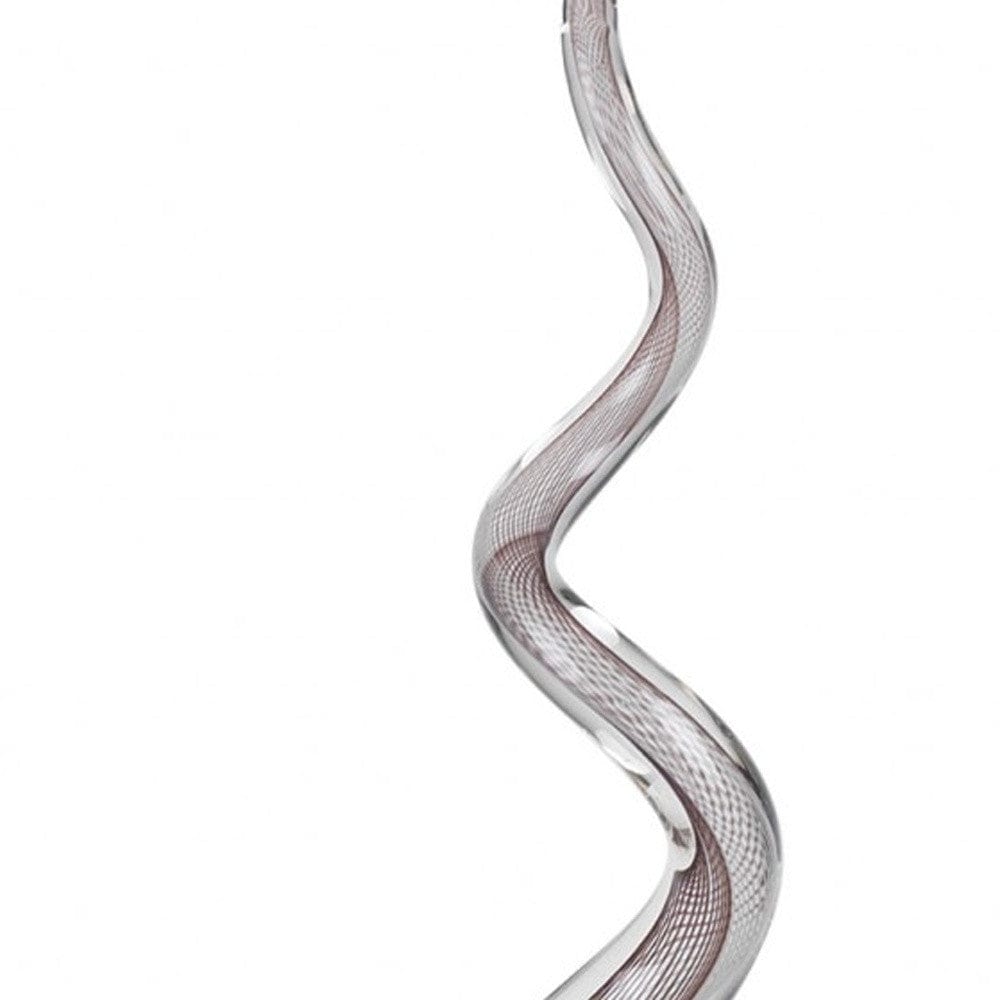 20" Clear and Brown Murano Glass Modern Abstract Tabletop Sculpture - Homeroots - Flyclothing LLC