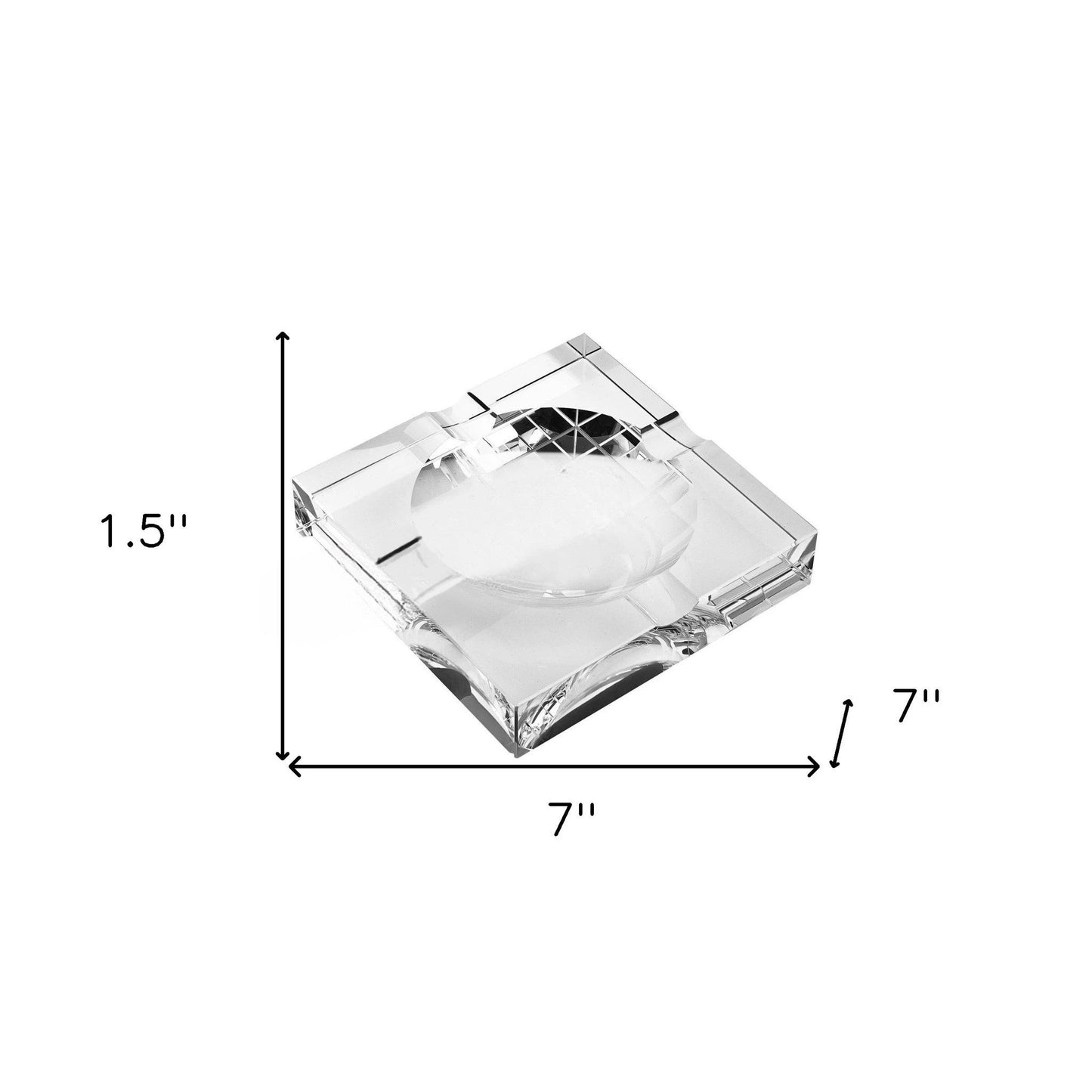 7" Clear Crystal Square Tabletop Cigar Ashtray - Homeroots - Flyclothing LLC