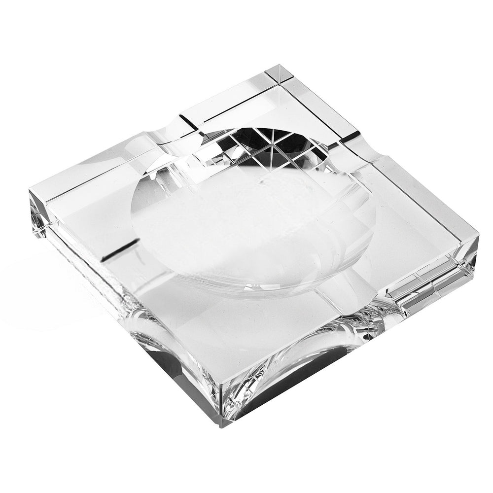 7" Clear Crystal Square Tabletop Cigar Ashtray - Homeroots