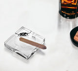 7" Clear Crystal Square Tabletop Cigar Ashtray - Homeroots