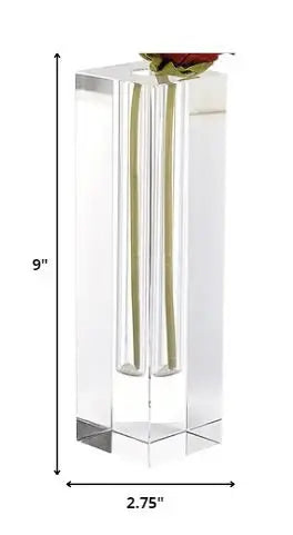 9 Hand Crafted Crystal Square Optical Bud Vase - Homeroots - Flyclothing LLC