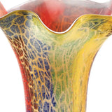 17" Red and Yellow Glass Abstract Novelty Table Vase - Homeroots