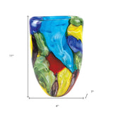 11 Multicolor Glass Art Oval Vase - Homeroots