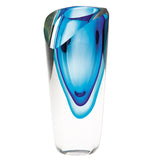 8" Clear and Blue Crystal Table Vase - Homeroots