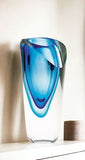 8" Clear and Blue Crystal Table Vase - Homeroots