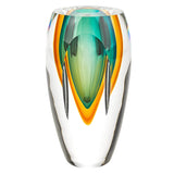 6" Clear Amber and Green Abstract Murano Glass Table Vase - Homeroots
