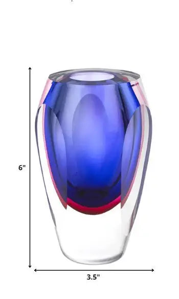 6 Mouth Blown Purple Art Glass Vase - Homeroots - Flyclothing LLC