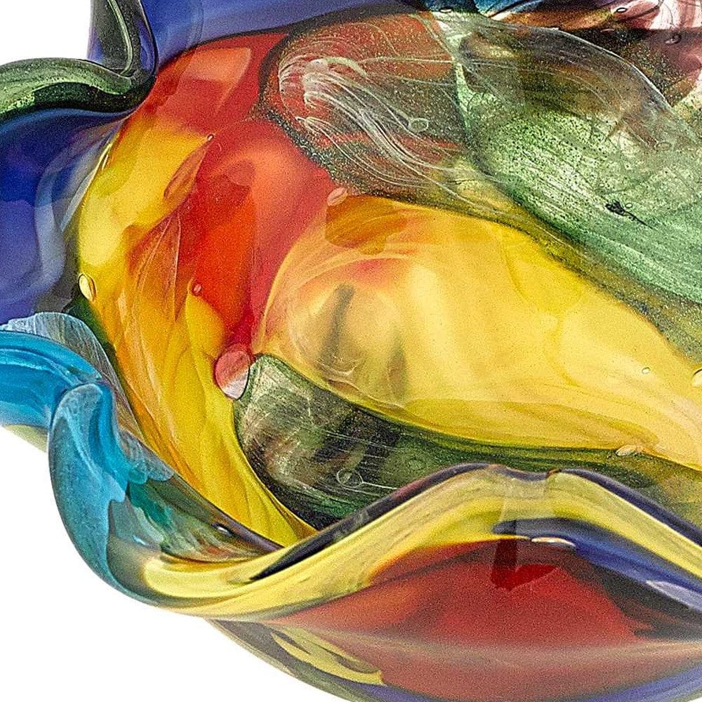 9" Rainbow Multi Colored Art Glass Centerpiece Bowl - Homeroots
