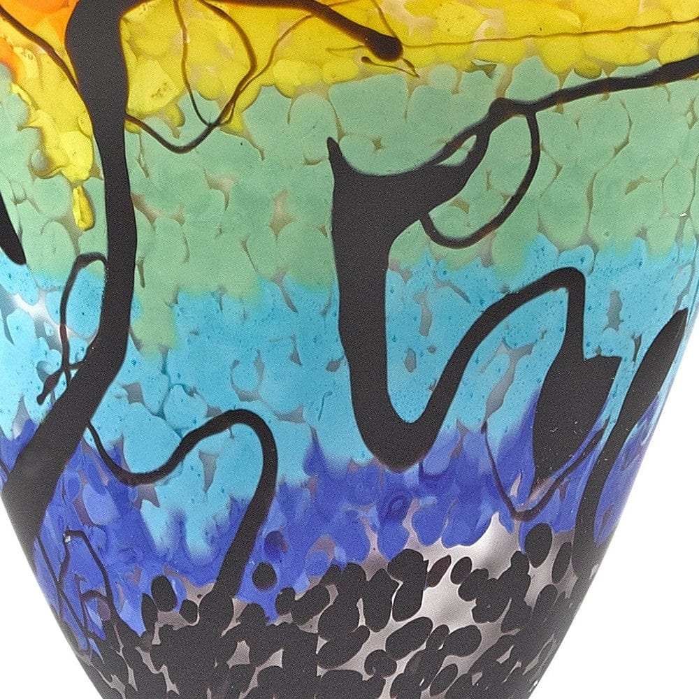 75 Mouth Blown Art Glass Oval Vase - Homeroots - Flyclothing LLC