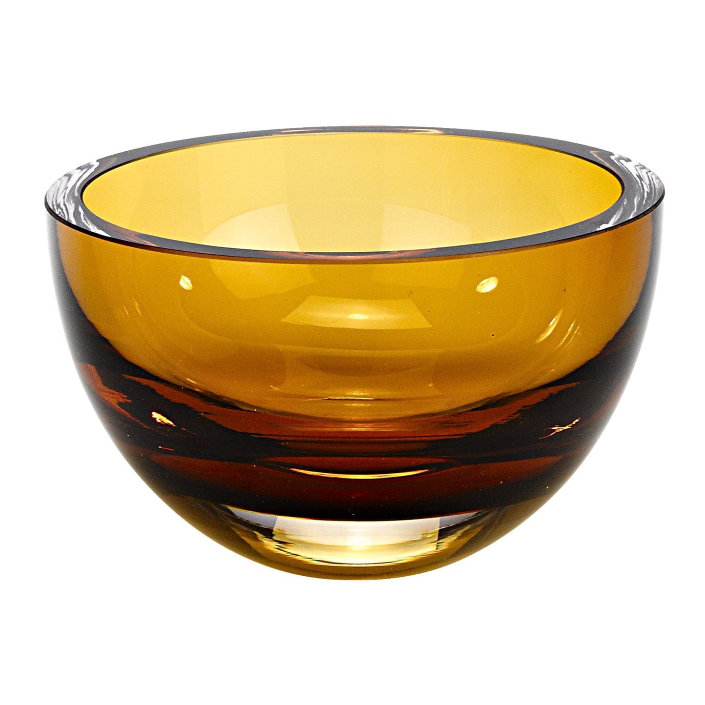 6" Amber Mouth Blown Crystal Thick Walled Bowl - Homeroots - Flyclothing LLC