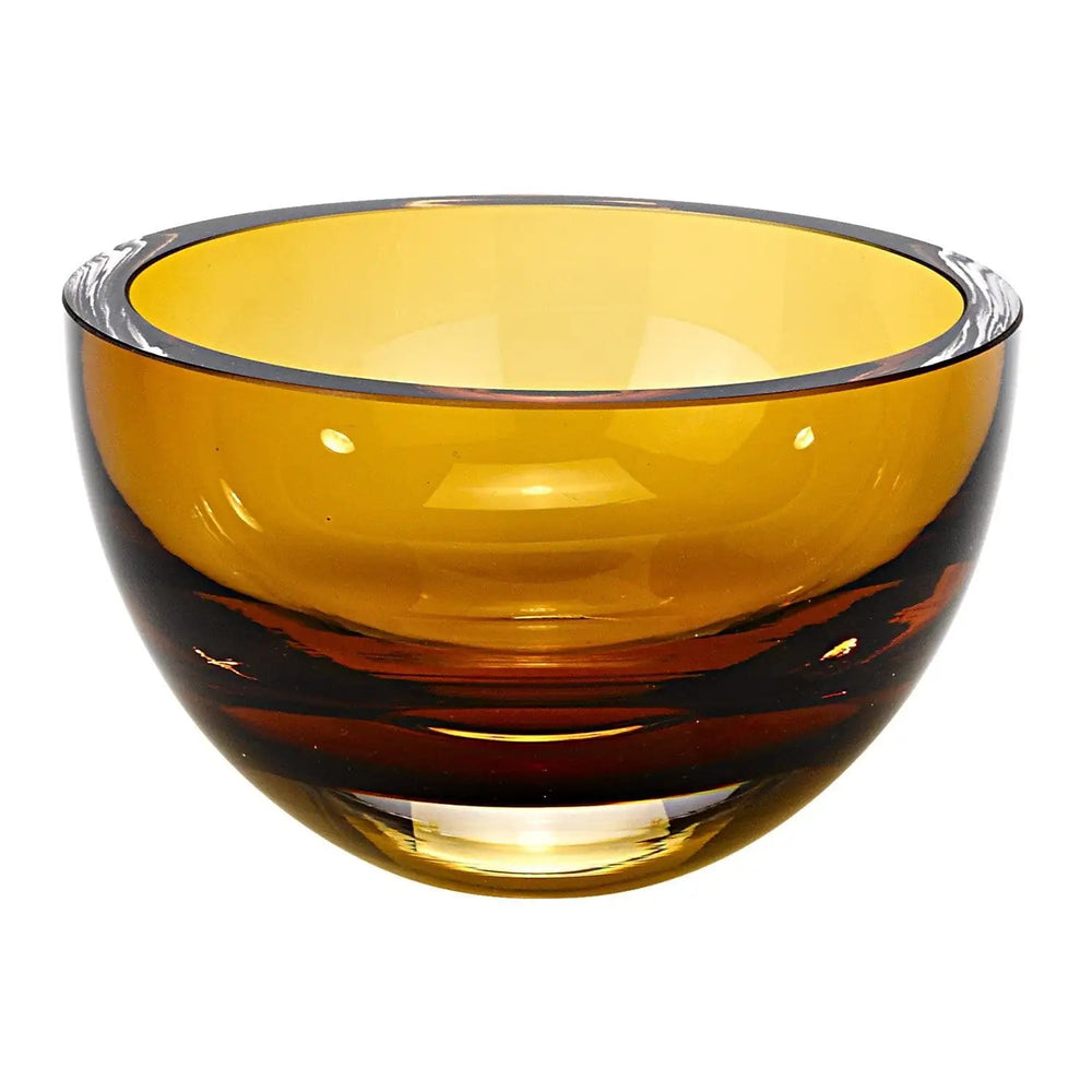 6" Amber Mouth Blown Crystal Thick Walled Bowl - Homeroots