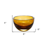6" Amber Mouth Blown Crystal Thick Walled Bowl - Homeroots