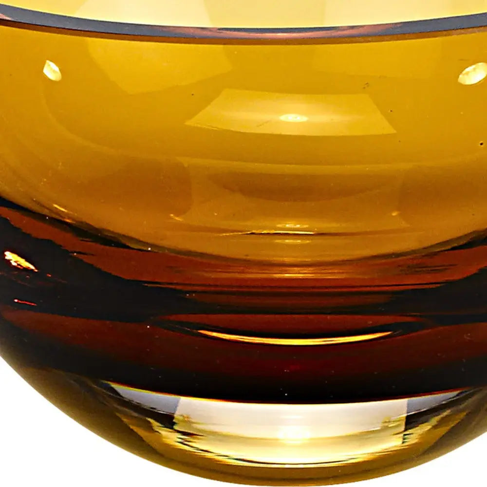 6" Amber Mouth Blown Crystal Thick Walled Bowl - Homeroots - Flyclothing LLC