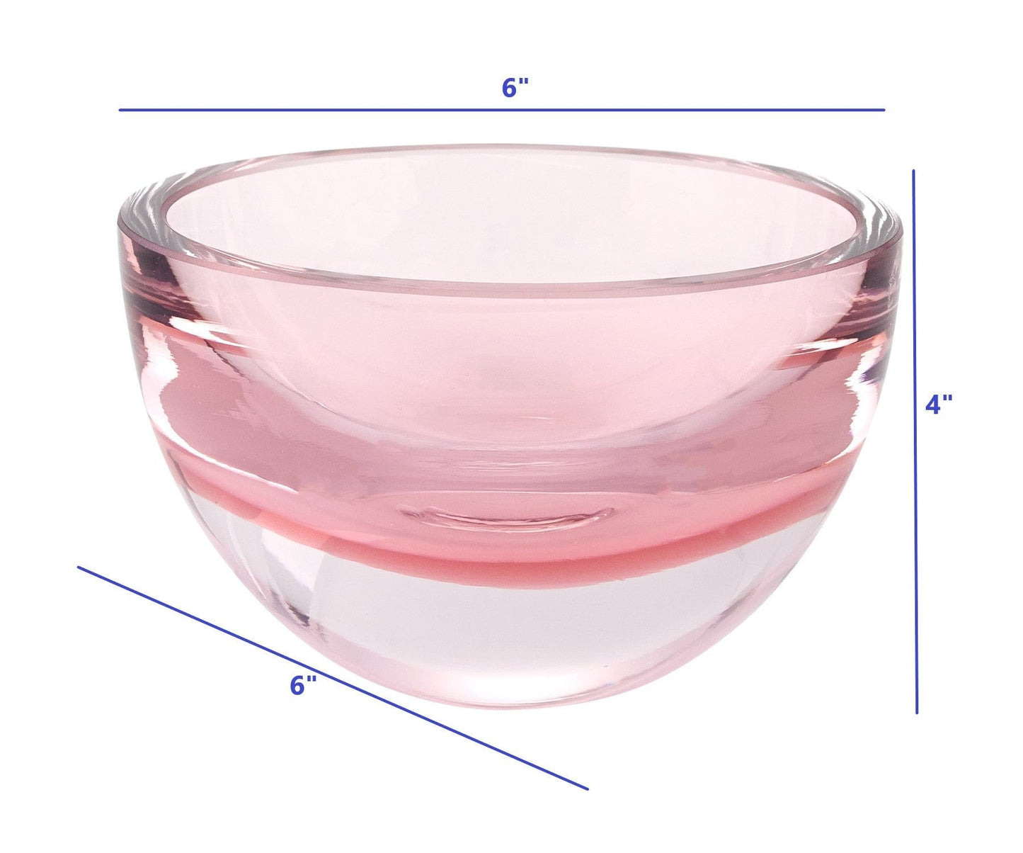 6" Pink Mouth Blown Crystal Thick Walled Bowl - Homeroots - Flyclothing LLC
