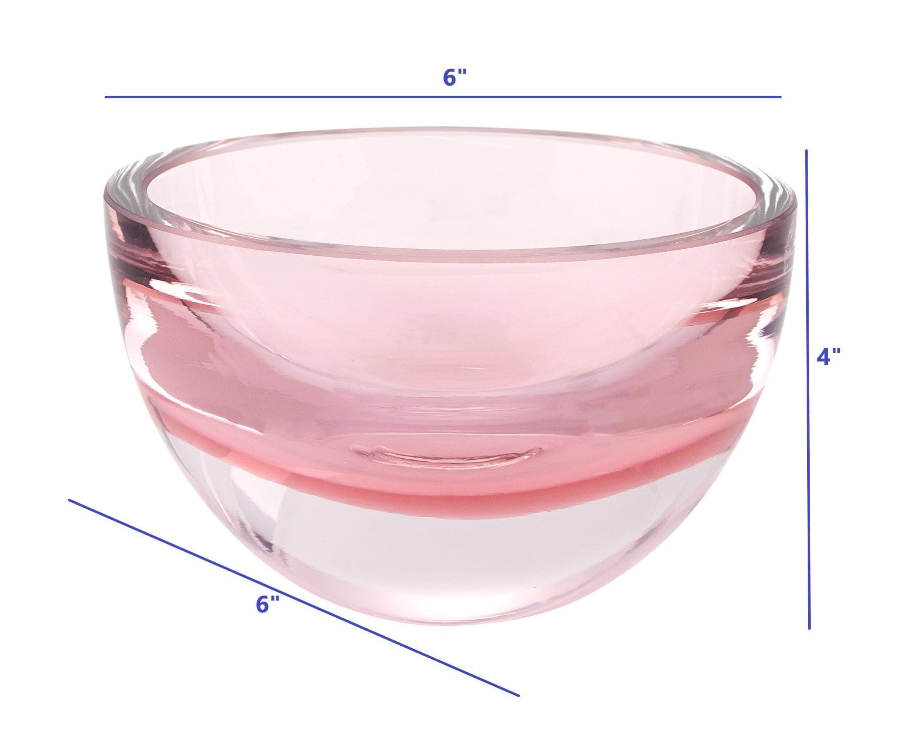 6" Pink Mouth Blown Crystal Thick Walled Bowl - Homeroots - Flyclothing LLC