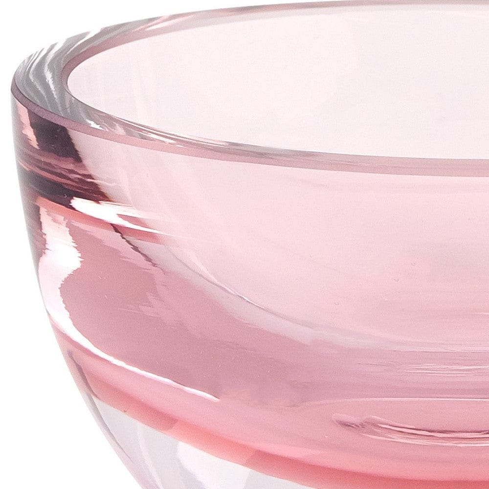 6" Pink Mouth Blown Crystal Thick Walled Bowl - Homeroots