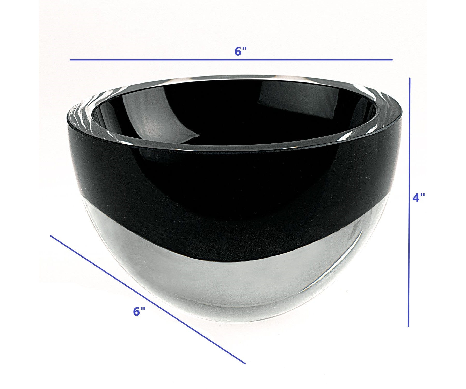 6" Black Mouth Blown Crystal Thick Walled Bowl - Homeroots - Flyclothing LLC