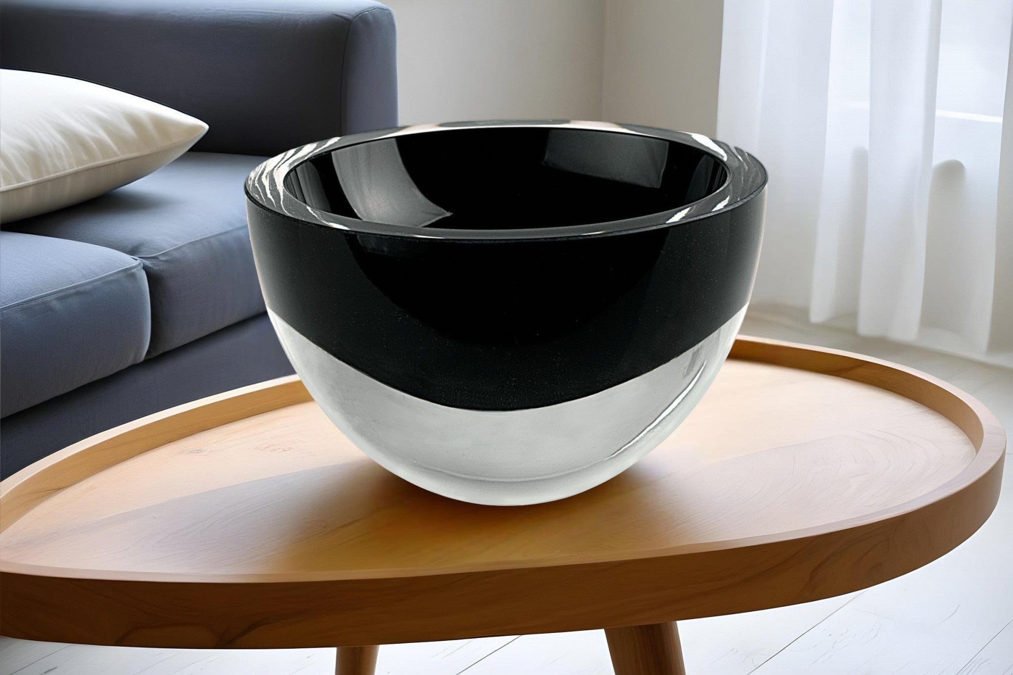 6" Black Mouth Blown Crystal Thick Walled Bowl - Homeroots - Flyclothing LLC