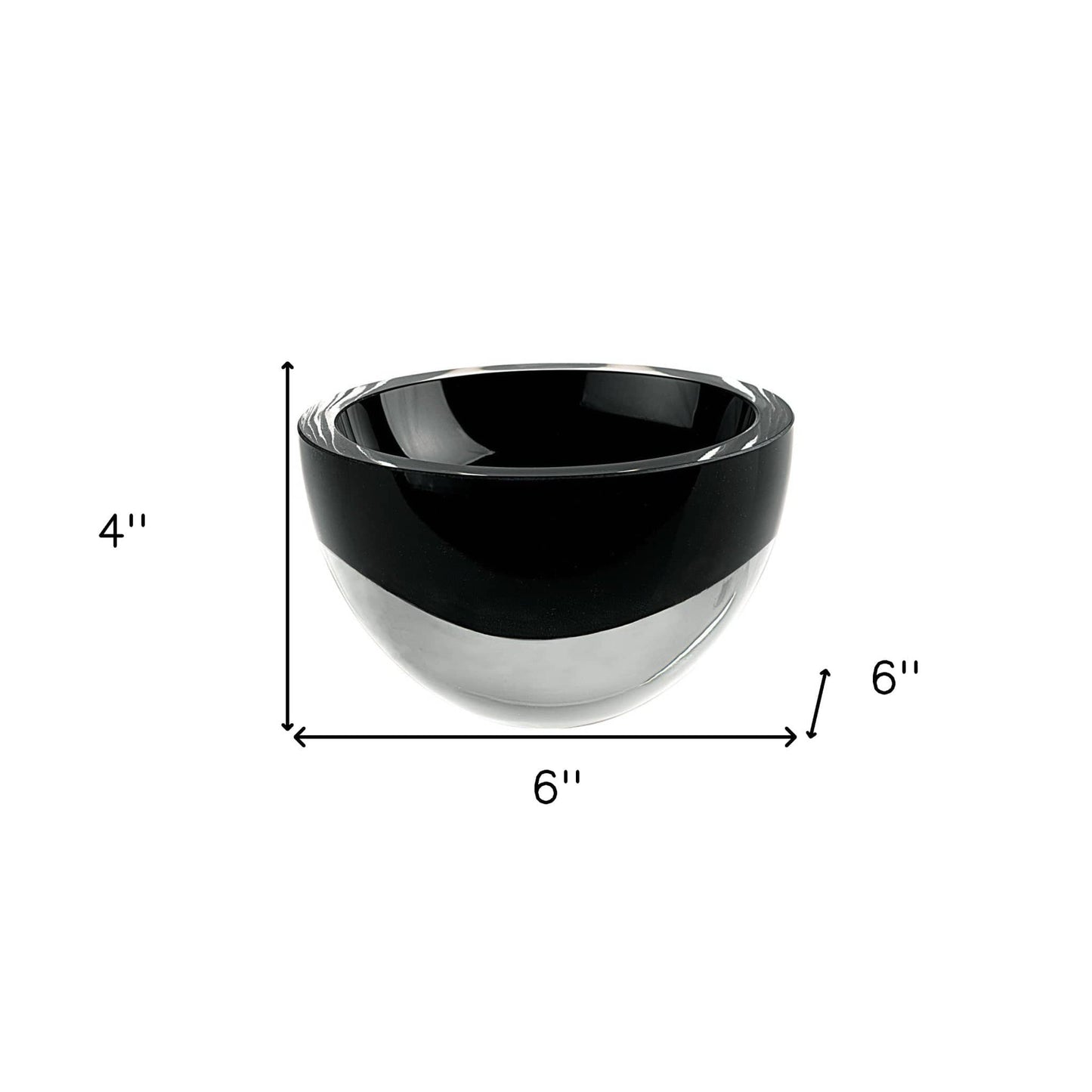 6" Black Mouth Blown Crystal Thick Walled Bowl - Homeroots - Flyclothing LLC
