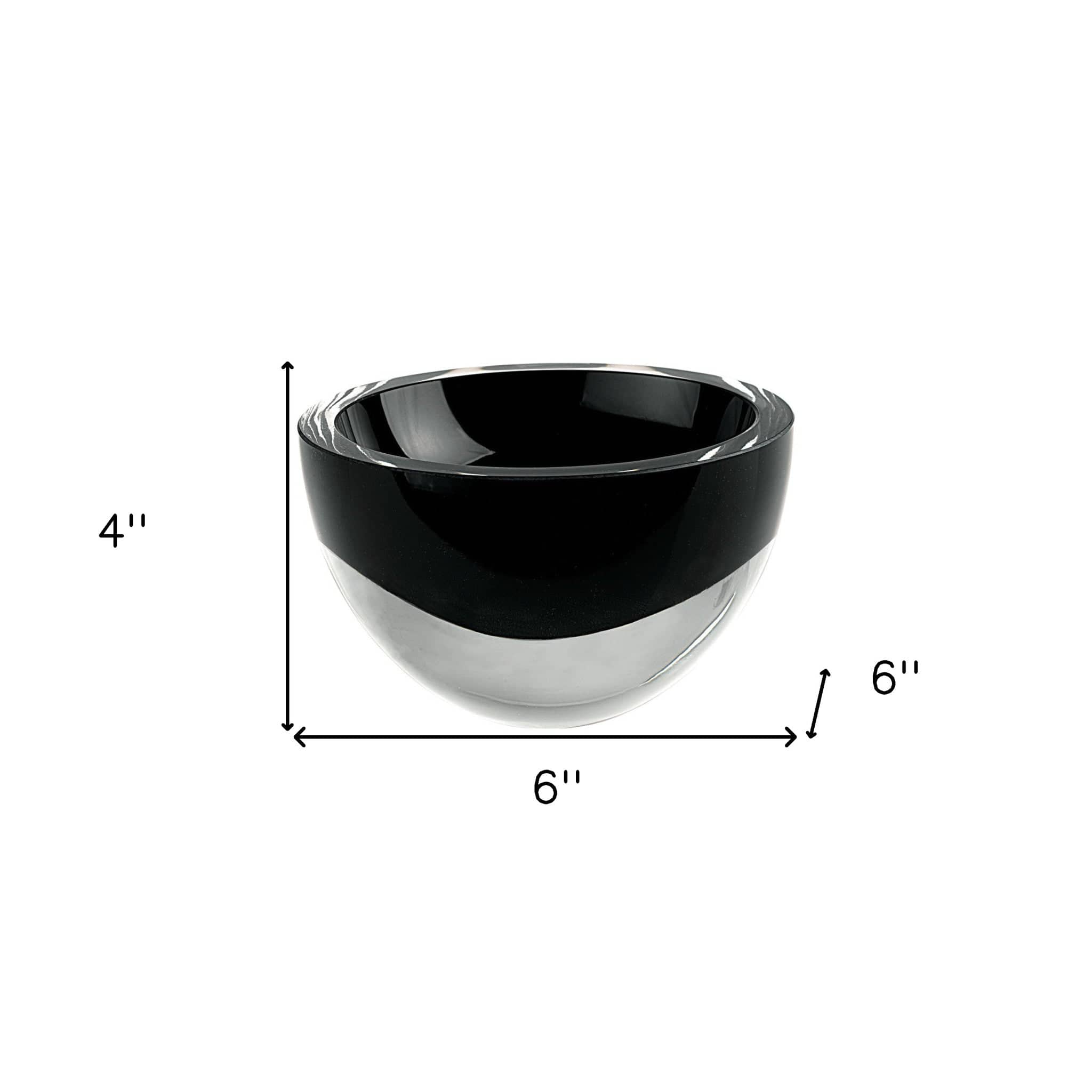 6" Black Mouth Blown Crystal Thick Walled Bowl - Homeroots - Flyclothing LLC