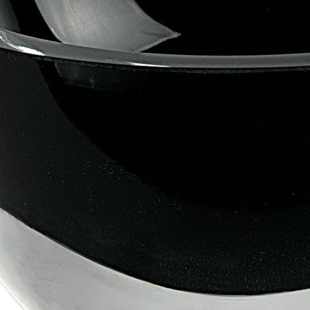 6" Black Mouth Blown Crystal Thick Walled Bowl - Homeroots