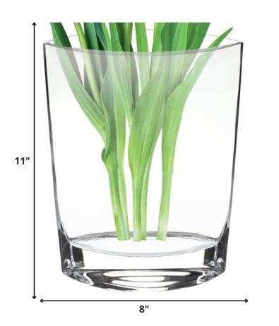 11 Mouth Blown Crystal European Made Pocket Shaped Vase - Homeroots - Flyclothing LLC