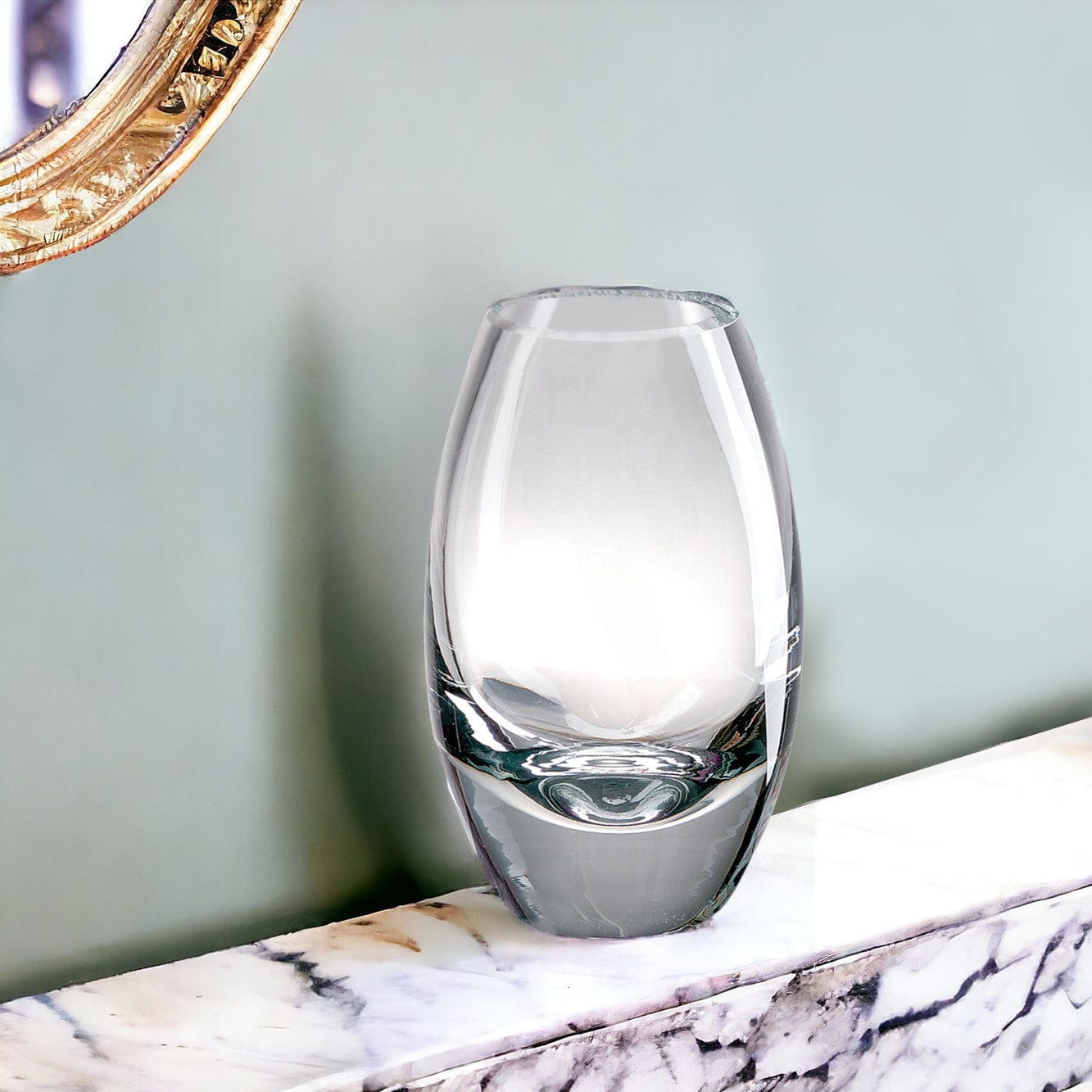 7" Clear Lead Free Crystal Oval Table Vase - Homeroots - Flyclothing LLC
