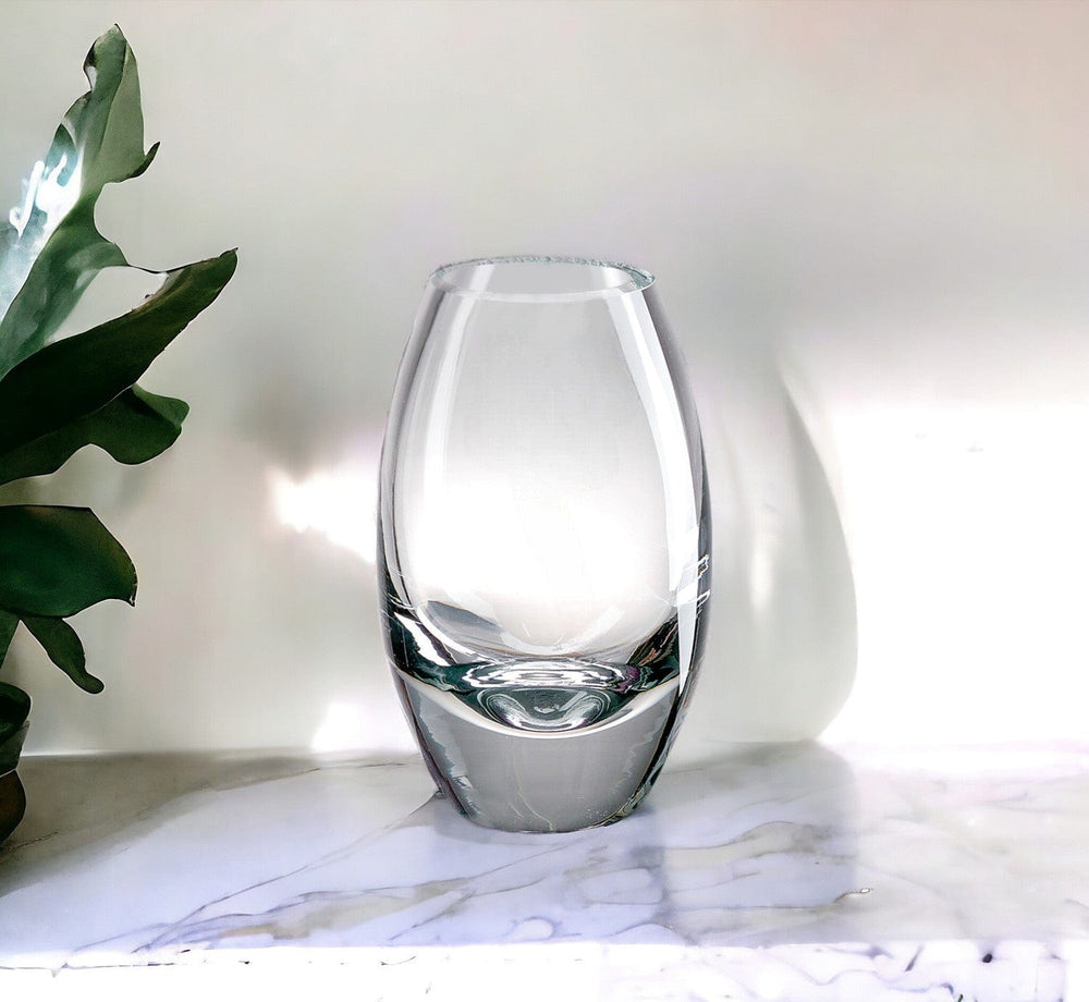 7" Clear Lead Free Crystal Oval Table Vase - Homeroots - Flyclothing LLC