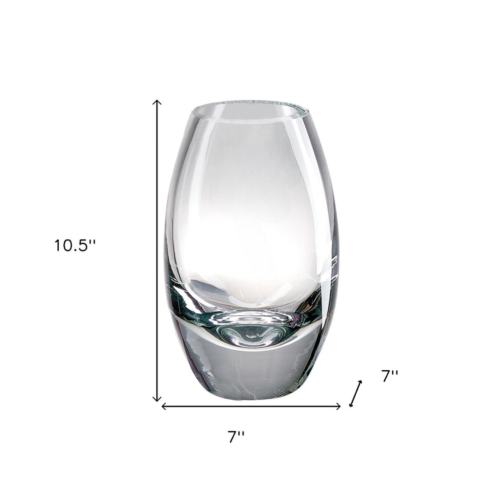 11" Clear Lead Free Crystal Oval Table Vase - Homeroots - Flyclothing LLC