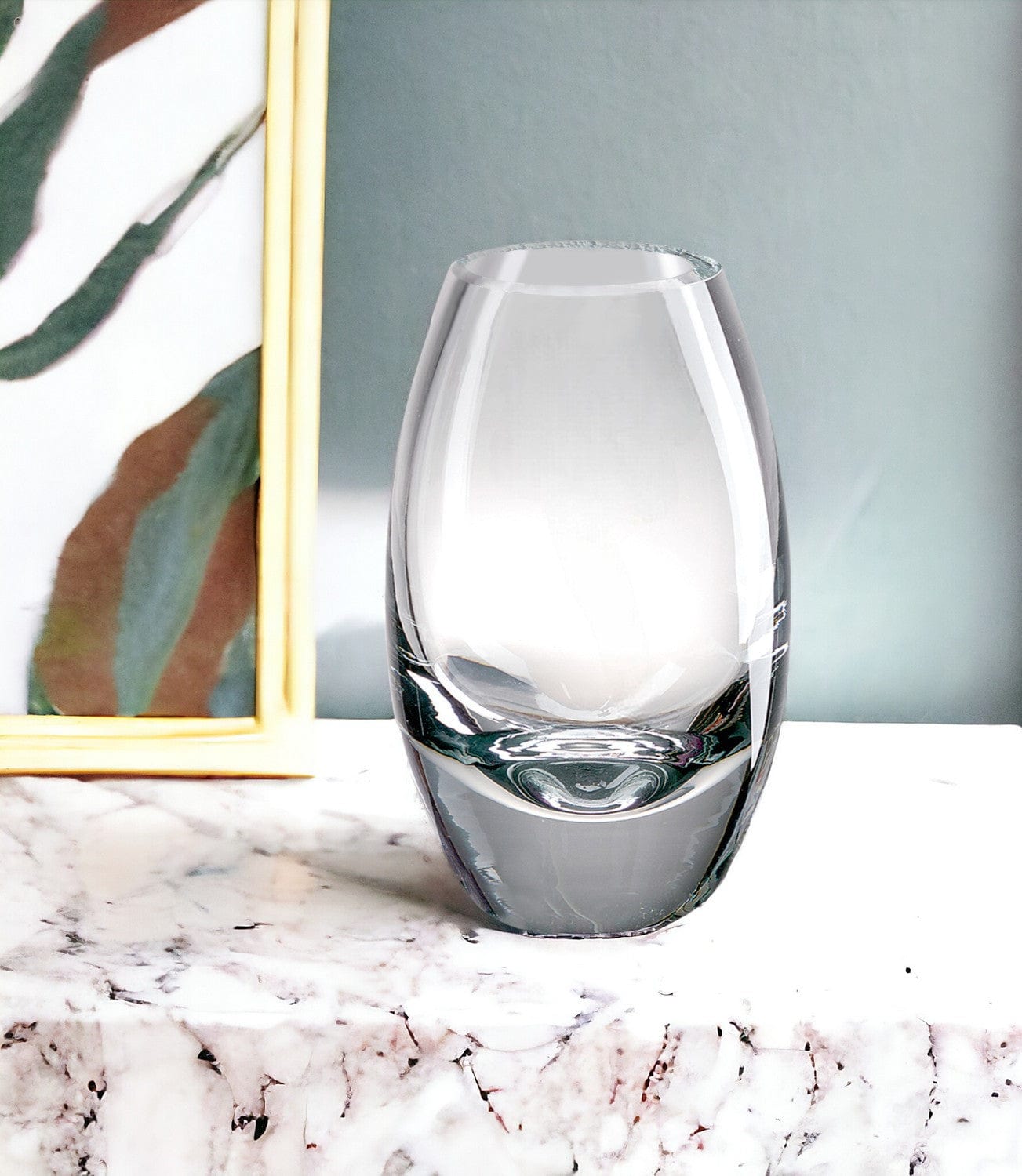 11" Clear Lead Free Crystal Oval Table Vase - Homeroots - Flyclothing LLC