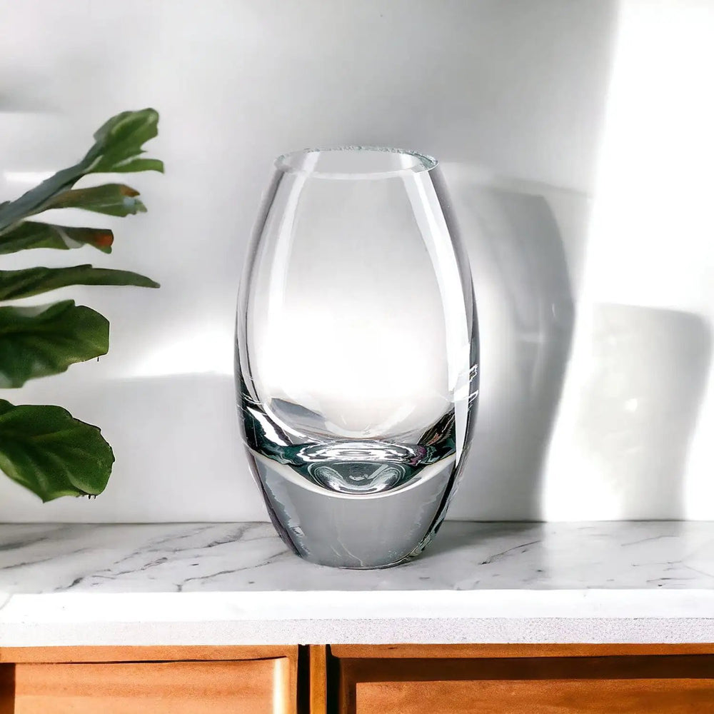 11" Clear Lead Free Crystal Oval Table Vase - Homeroots - Flyclothing LLC