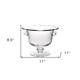 11" Clear Mouth Blown Crystal Round Pedestal Centerpiece Bowl - Homeroots - Flyclothing LLC