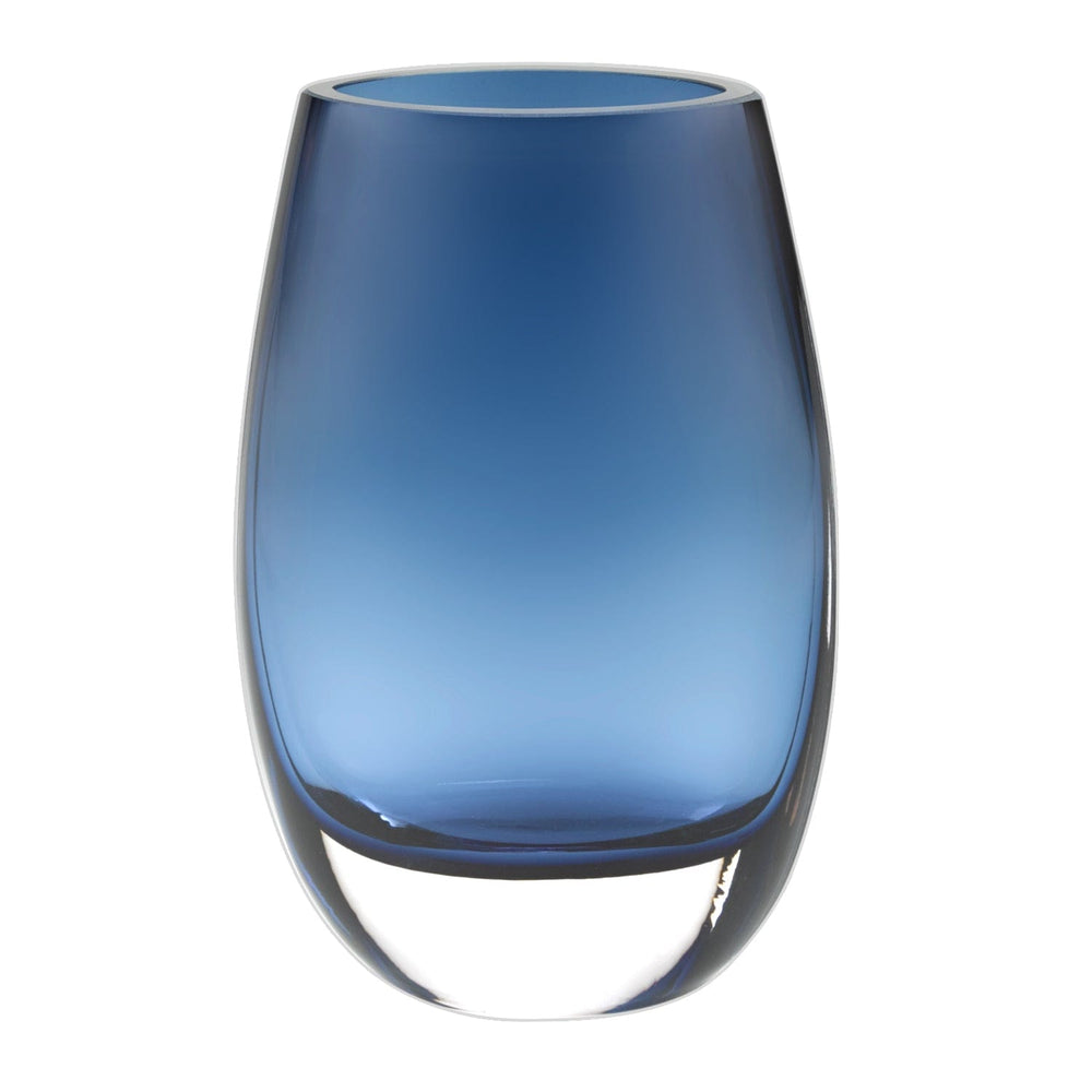 8 Mouth Blown Crystal Oval Thick Midnight Blue Walled Vase - Homeroots