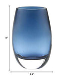 8 Mouth Blown Crystal Oval Thick Midnight Blue Walled Vase - Homeroots - Flyclothing LLC