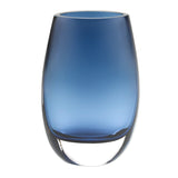 8 Mouth Blown Crystal Oval Thick Midnight Blue Walled Vase - Homeroots
