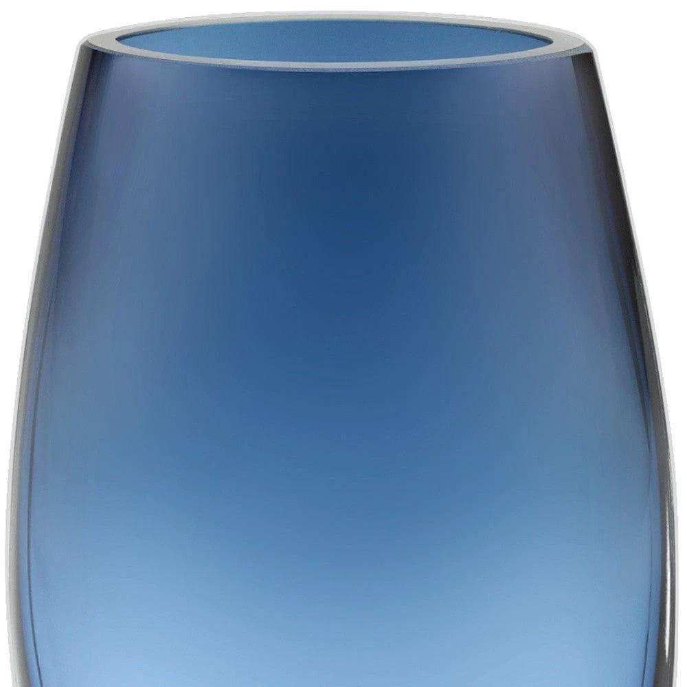 8 Mouth Blown Crystal Oval Thick Midnight Blue Walled Vase - Homeroots - Flyclothing LLC